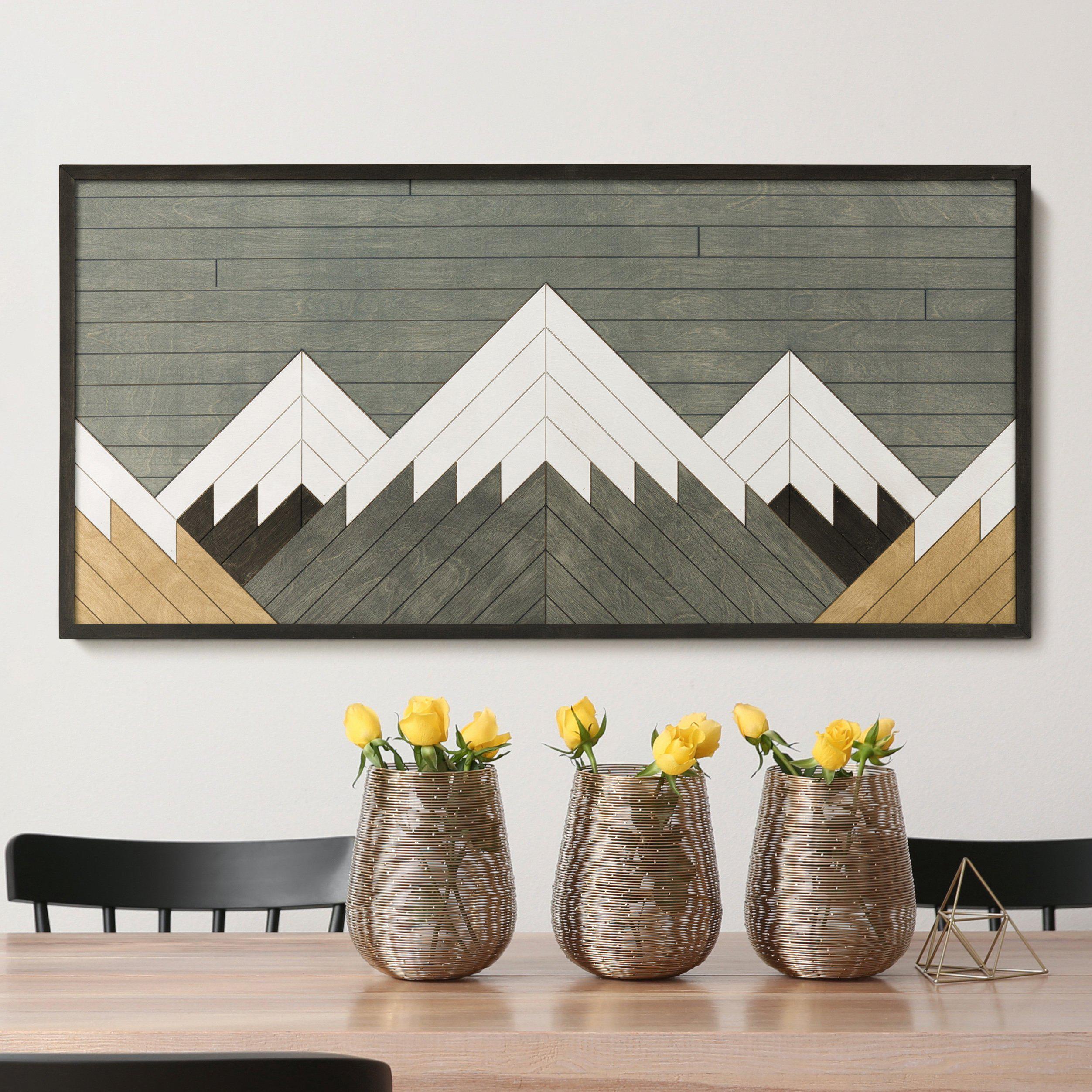 Famyfamy Mountain Wood Wall Art 15.74 * 6.29in Rustic Geometric Barn Design  White Wood Frame Ready to Hang Modern Artwork for Living Room or Bedroom  Home Decor - Walmart.com